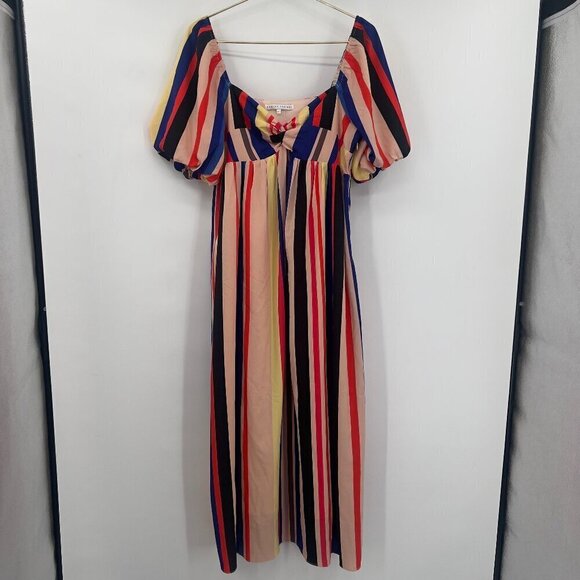 English Factory Multi Color Stripe Lined Maxi Dress L - Picture 2 of 11